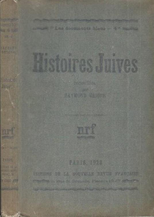 Histoires Juives - Raymond Geiger - copertina