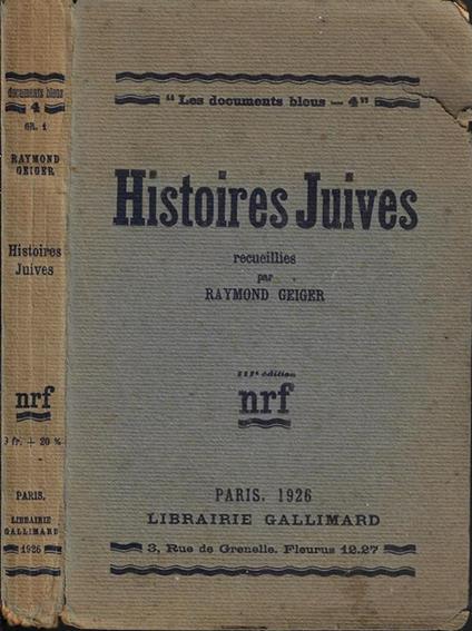 Histoires juives - Raymond Geiger - copertina