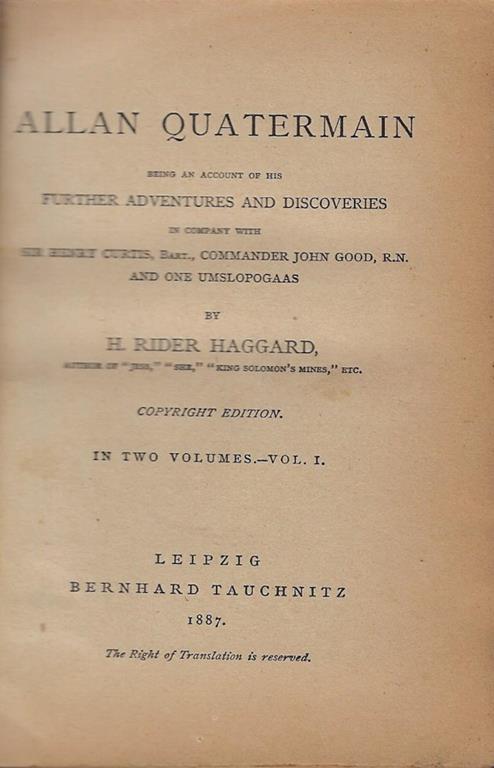 Allan Quatermain - H. Rider Haggard - copertina