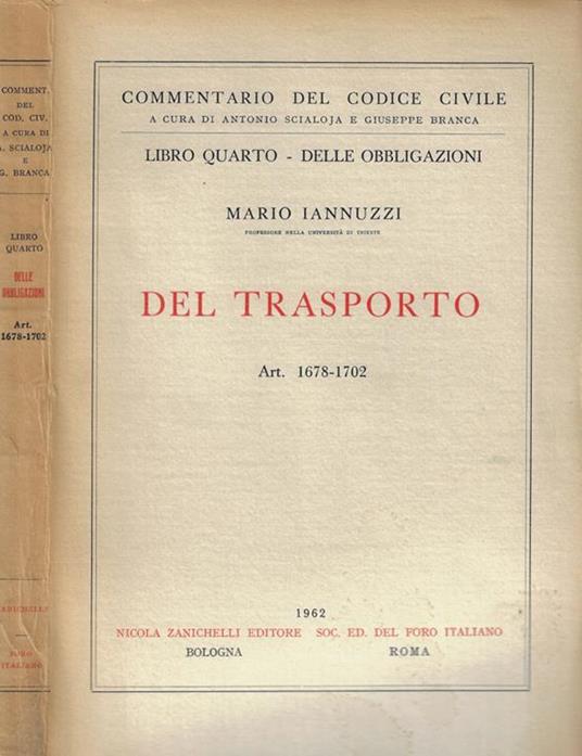 Del trasporto Art. 1678-1702 - Mario Iannuzzi - copertina