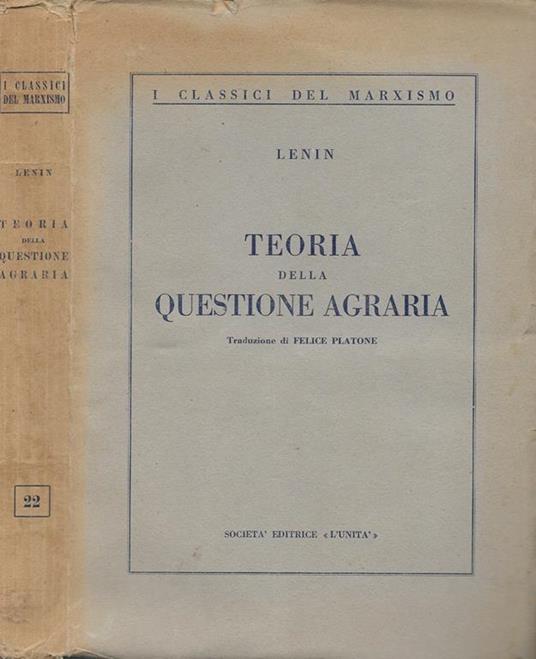 Teoria della questione agraria - Lenin - copertina