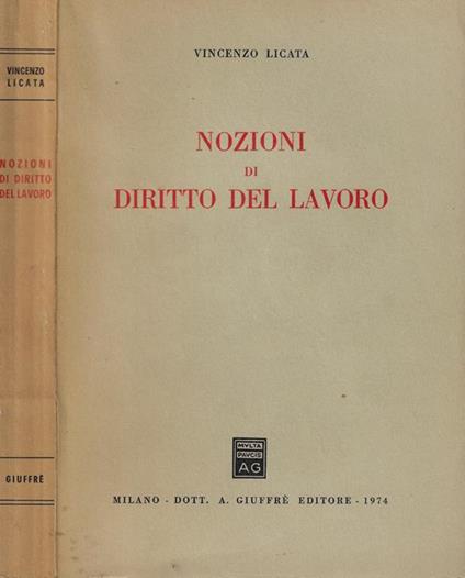 Nozioni di diritto del lavoro - Vincenzo Licata - copertina