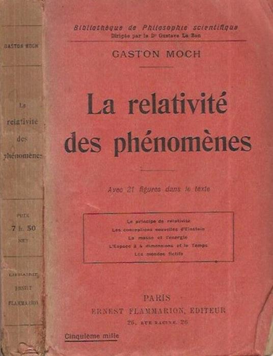 La relativité des phénomènes - Gaston Moch - copertina