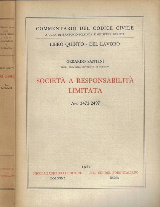 Società a responsabilità limitata Art. 2472-2497 - Gerardo Santini - copertina