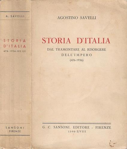 Storia d'Italia - Agostino Savelli - copertina