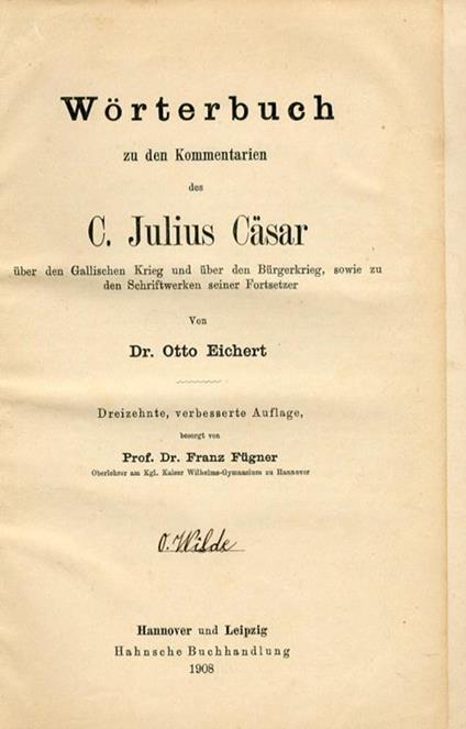 Wörterbuch Zu Den Kommentarien des C. Julius Cäsar - copertina