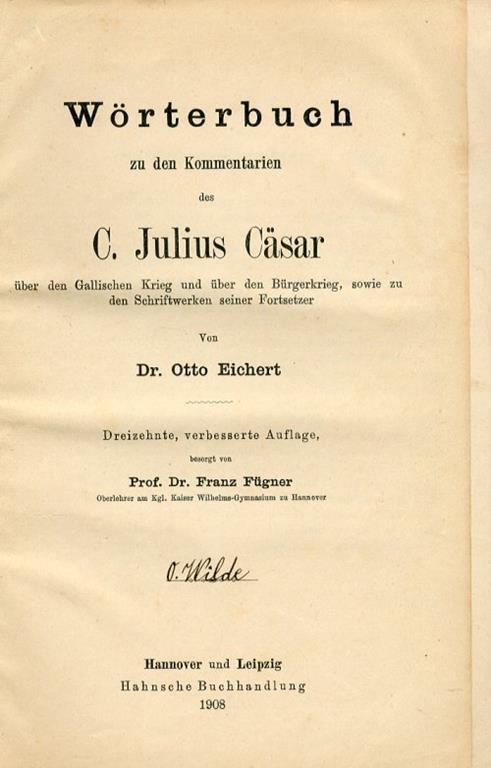 Wörterbuch Zu Den Kommentarien des C. Julius Cäsar - copertina