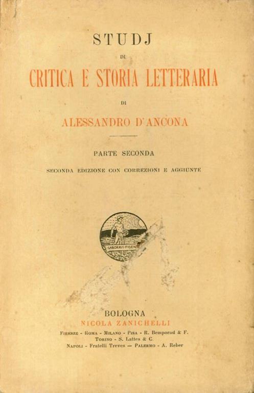 Studi di critica e storia letteraria. Parte seconda - Alessandro D'Ancona - copertina