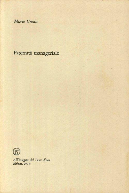 Paternità Manageriale - Mario Unnia - copertina