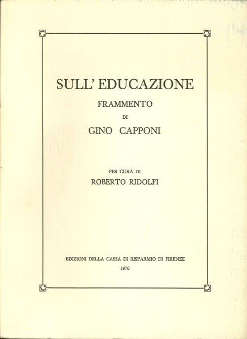 Sull'Educazione. Frammento - Gino Capponi - copertina