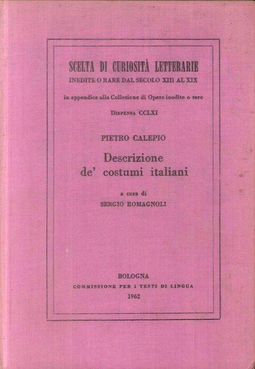 Descrizione Dè Costumi Italiani - copertina