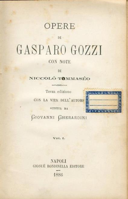 Opere di Gasparo Gozzi - copertina