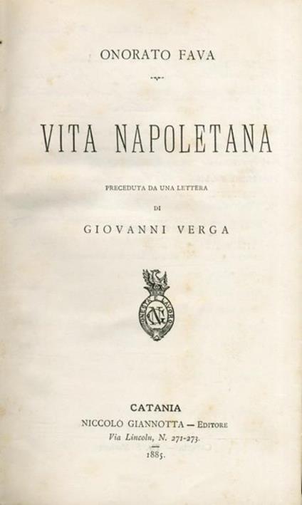 Vita Napoletana - Onorato Fava - copertina