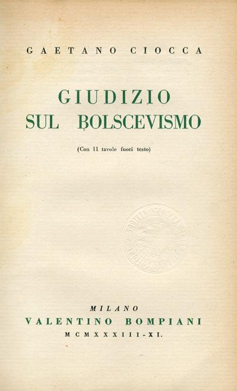 Giudizio sul Bolscevismo - Gaetano Ciocca - copertina