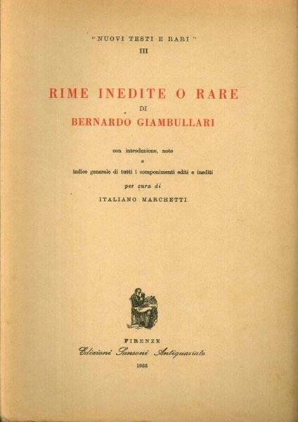 Rime Inedite o Rare di Bernardo Giambullari - copertina