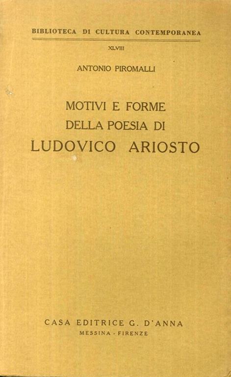Motivi e Forme della Poesia di Ludovico Ariosto - copertina