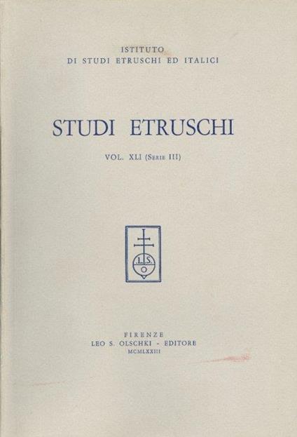 Studi Etruschi. XLI - copertina