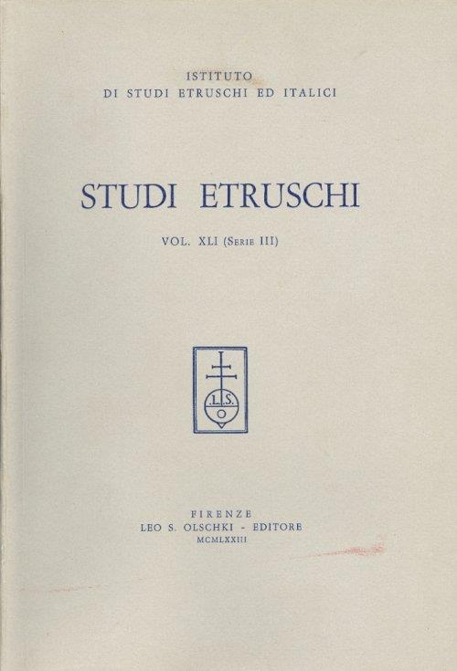 Studi Etruschi. XLI - copertina