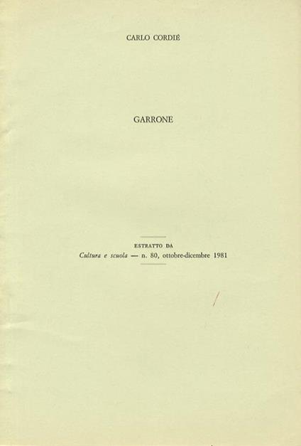 Dino Garrone - Carlo Cordié - copertina