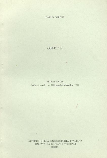 Colette - Carlo Cordié - copertina