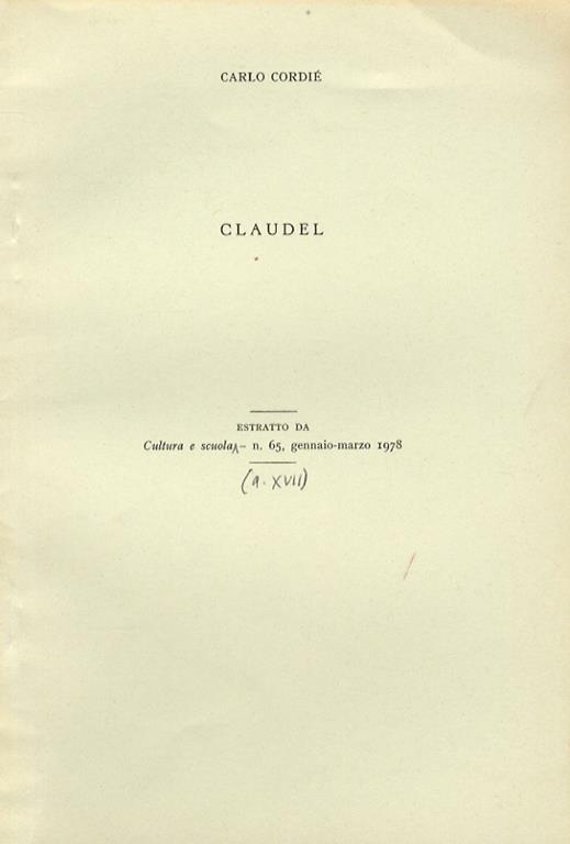 Claudel - Carlo Cordié - copertina