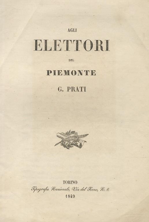 Agli elettori del Piemonte - Giovanni Prati - copertina