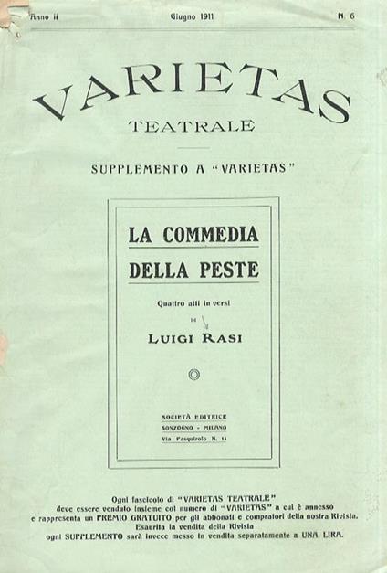 La commedia della peste. Quattro atti in versi - Luigi Rasi - copertina