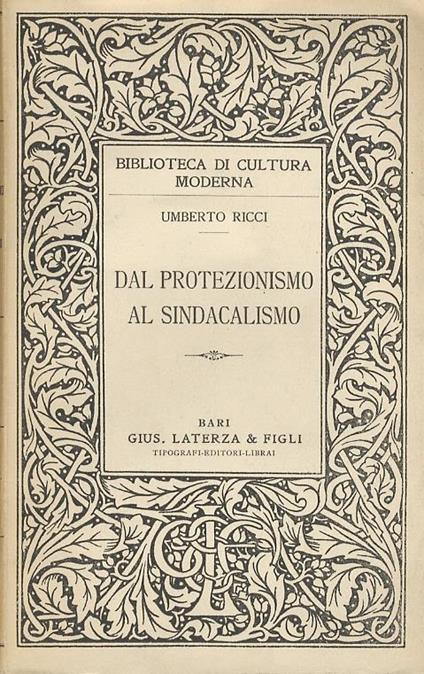 Dal protezionismo al sindacalismo - U. Ricci - copertina