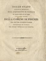 Dello stato antico e moderno dell'acquedotto di Carraia ed analisi delle di lui acque, fatta per ordine della Comune di Firenze dal dottor Giuseppe Gazzeri professore di chimica nel Museo Imperiale di Firenze