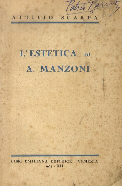L' estetica di A. Manzoni - Attilio Scarpa - copertina