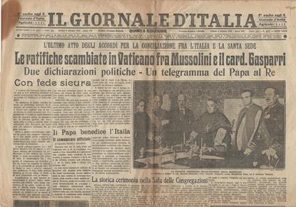 Il Giornale d'Italia. Anno XXIX. N. 137. Roma, sabato 8 giugno 1929 - Libro  Usato - ND - | IBS