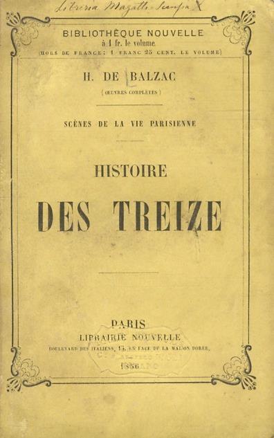 Histoire des Treizes. I. Ferragus, chef des Dévorants - II. La Duchesse de Langeais - III. La Fille aux yeux d'or - Honoré de Balzac - copertina