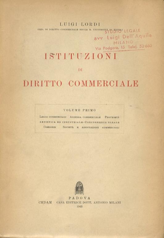 Istituzioni di diritto commerciale.