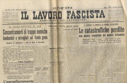 Il lavoro Fascista. Quotidiano dei lavoratori. Anno XIII. N. 292. Sabato 7  dicembre 1940 - Libro Usato - N.D. - | IBS