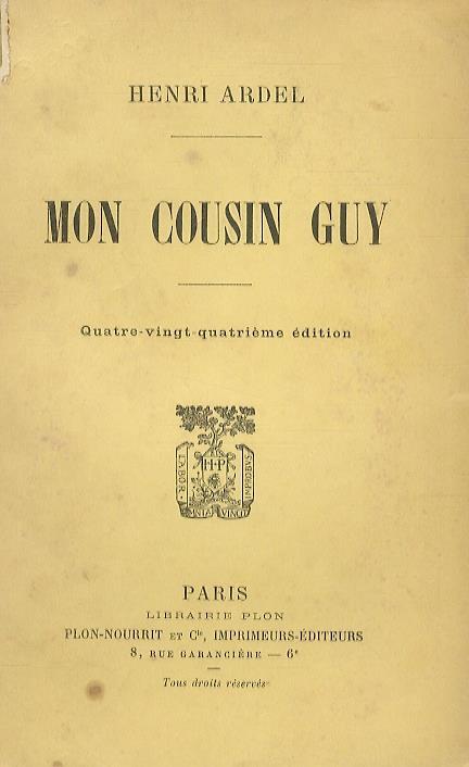 Mon cousin Guy - Henry Ardel - copertina