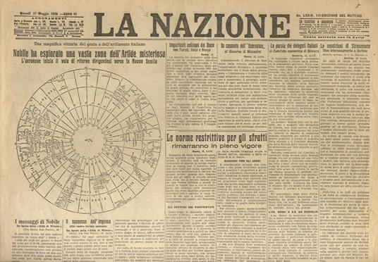 La Nazione. Anno LXX. n. 117. Edizione del mattino. Giovedì 17 maggio 1928 - copertina