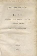 Le odi. Tradotte in versi italiani da Gherardo Nerucci da Pistoia con una appendice poetica