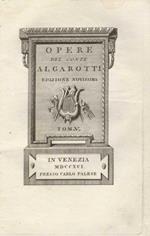 Opere del conte Francesco Algarotti. Edizione novissima. Tom. V. Opere militari