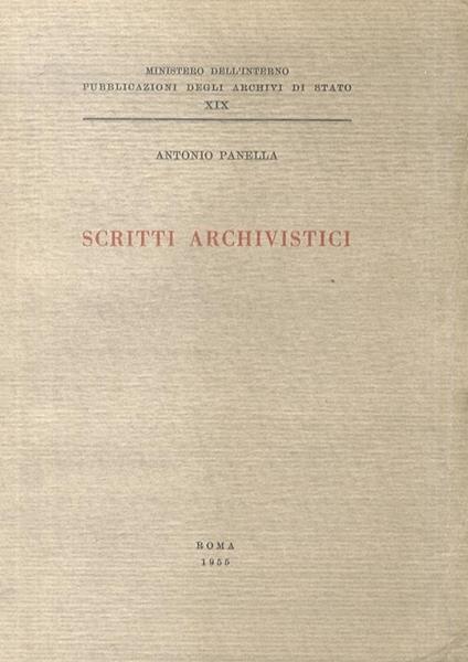 Scritti archivistici - Adelmo Panella - copertina