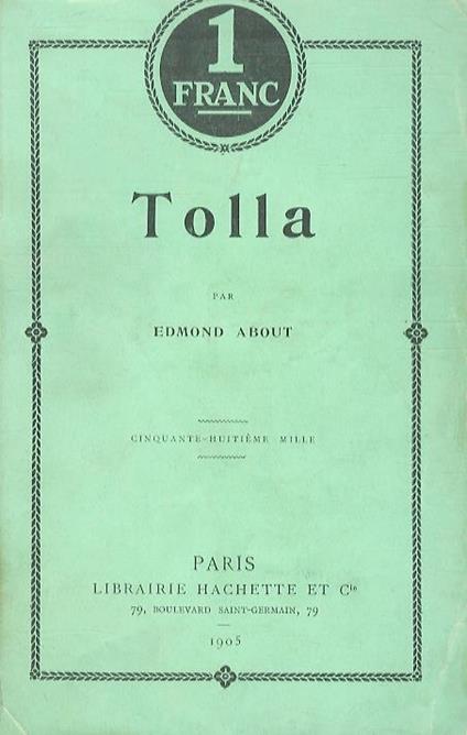 Tolla - Edmond About - copertina