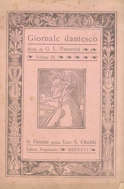 GIORNALE dantesco. Diretto da G.L. Passerini. Volume IX. 1901. [Annata completa] - copertina