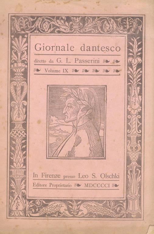 GIORNALE dantesco. Diretto da G.L. Passerini. Volume IX. 1901. [Annata completa] - copertina