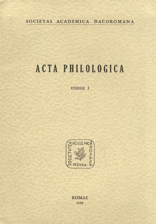 Acta philologica. Tomus I. - copertina