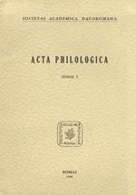 Acta philologica. Tomus I.