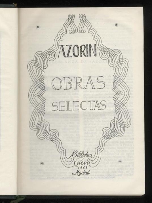 Obras selectas. - Azorín - copertina