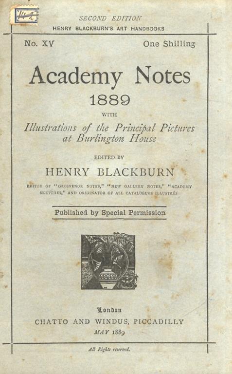 Academy Notes 1889. With illustrations of the principal pictures at Burlington House. - copertina