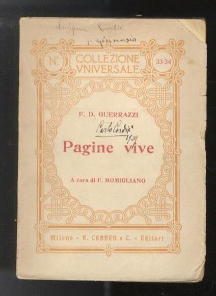 Pagine vive. Scelte a cura di Felice Momigliano - F. Guerrazzi - copertina