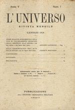 Universo (L'). Rivista mensile. Anni V-XVII. (V: NN. 1-7, 9-12 VI, VII, VIII: NN. 1-12 IX: NN. 7-12 X: NN. 1-6, 8, 10, 11 XI: NN. 1-12 XII: NN. 1-12 XIII: NN. 1-12 XIV: NN. 7-12 XV: NN. 1-12 XVI: NN. 1-12 XVII: NN. 1-12. (Molti articoli di