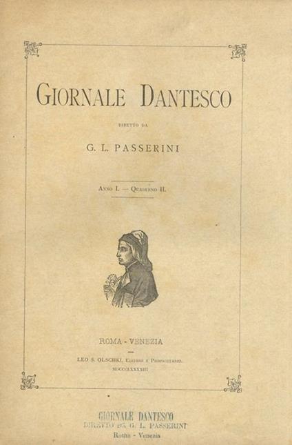 GIORNALE dantesco. Diretto da G.L. Passerini. Anno I. 1893. [Fascicoli da I a X: mancano i fascicoli, XI, XII] - copertina