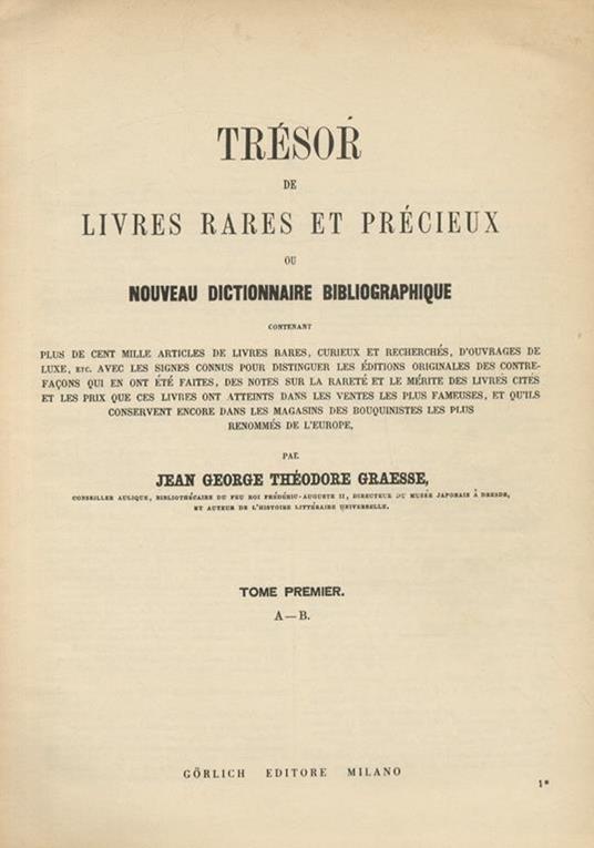 Trésor de livres rares et précieux, ou nouveau dictionaire bibliographique [.]. - copertina